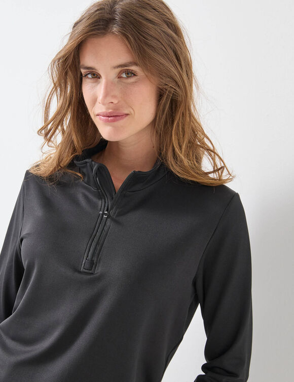 T-shirt col montant zippé manches longues - chaleur intense (noir) T-shirt col montant zippé manches longues - chaleur intense (noir)